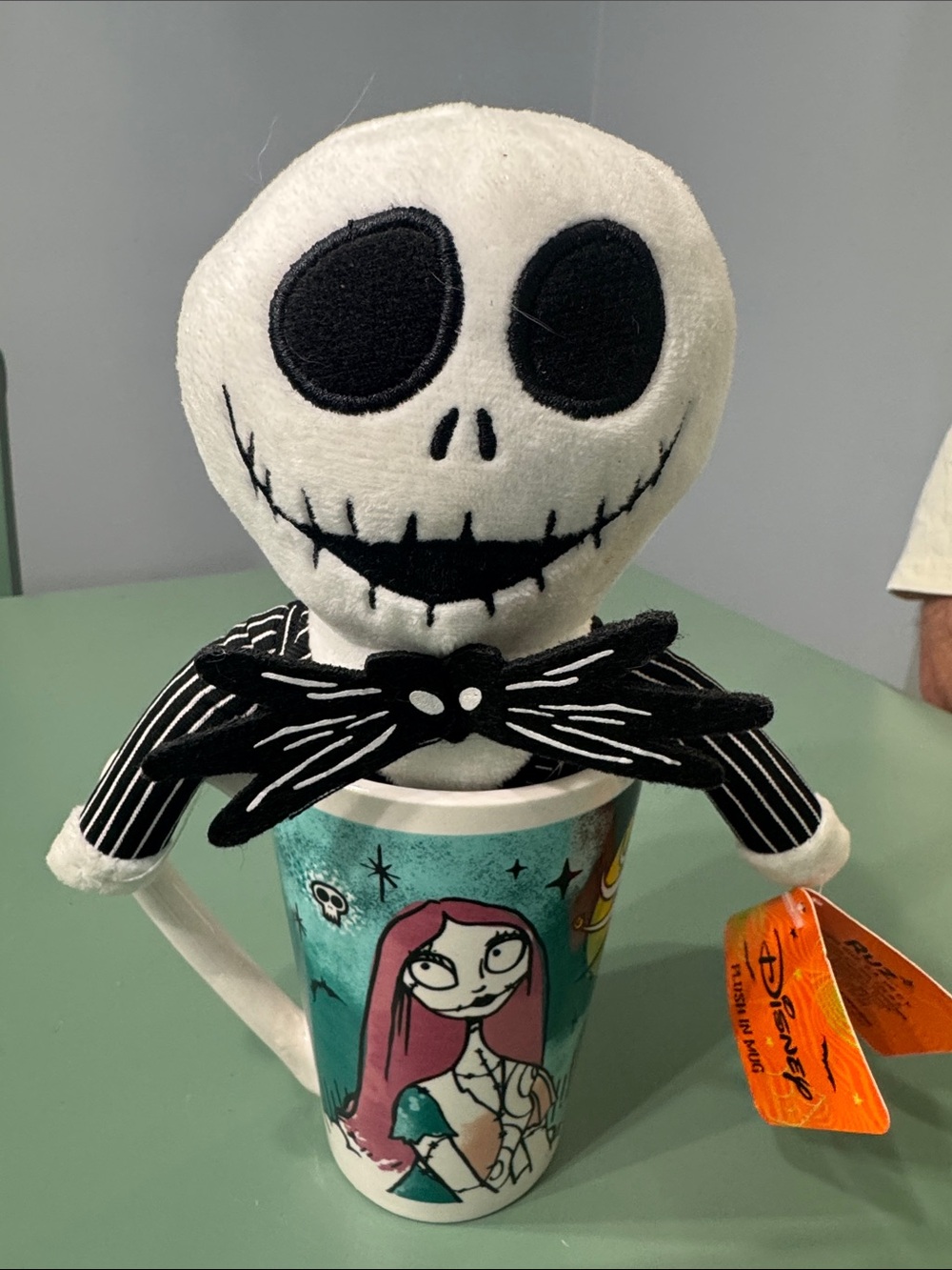 Disney Jack Skellington Plush in Black and White with Teal Accent Mug